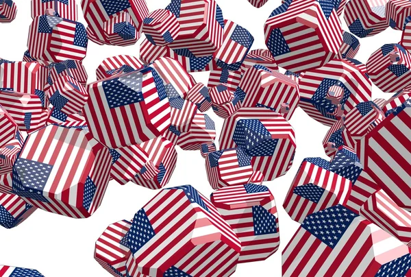 Bandeira dos EUA cubos voadores texturizados — Fotografia de Stock