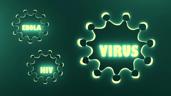 Ebola, virus, hiv neon glans text — Stockfoto