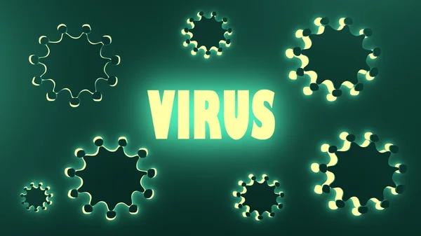 Virus neón brillo texto — Foto de Stock