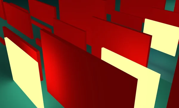Abstrakter Hintergrund mit roten und neonglänzenden Plakatwänden — Stockfoto
