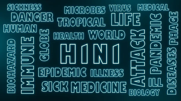 H1n1 நியோன் ஒளிரும் உரை — ஸ்டாக் புகைப்படம்