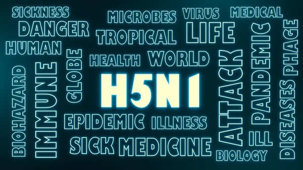 H5N1 neon svítí text — Stock fotografie