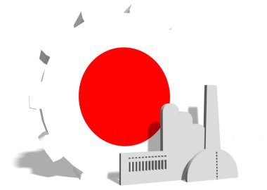 Japonya dişli ve fabrika simgesini bayrağı