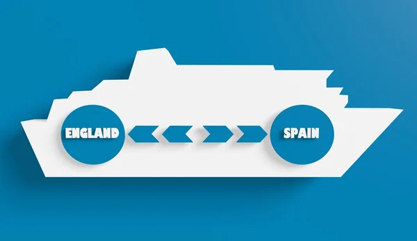 Trajektem lodní trasa Anglie Španělsko — Stock fotografie