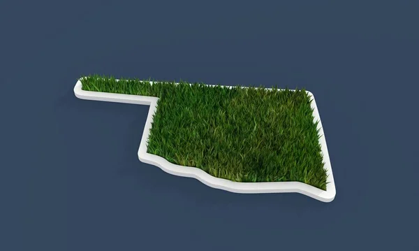 オクラホマ州地図3D緑の草 — ストック写真