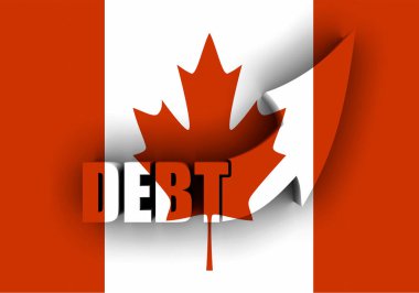 Borçla ilgili iş konseptinin soyut geçmişi. Kanada Bayrağı