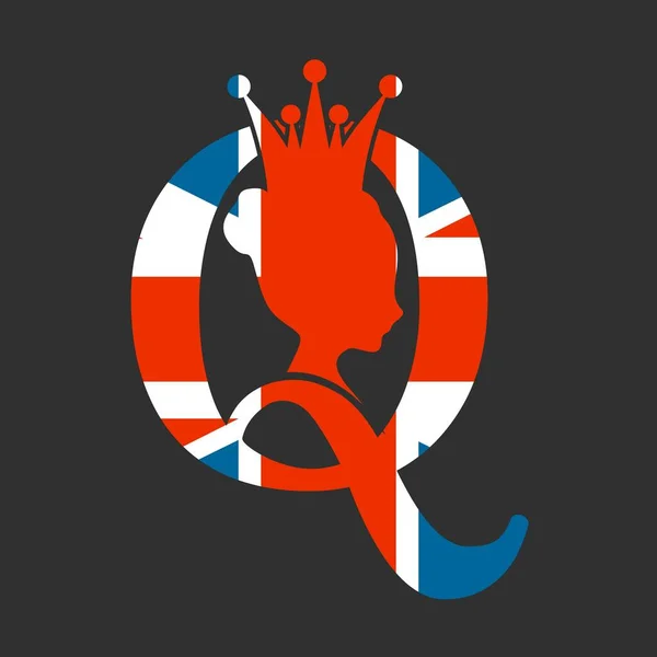 Középkori királynő profil zászló Egyesült Királyság — Stock Vector