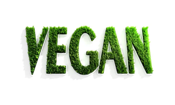 3d green grass and vegan single word — Stock Photo, Image