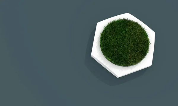 Modelo de tuerca abstracta con hierba verde 3d —  Fotos de Stock