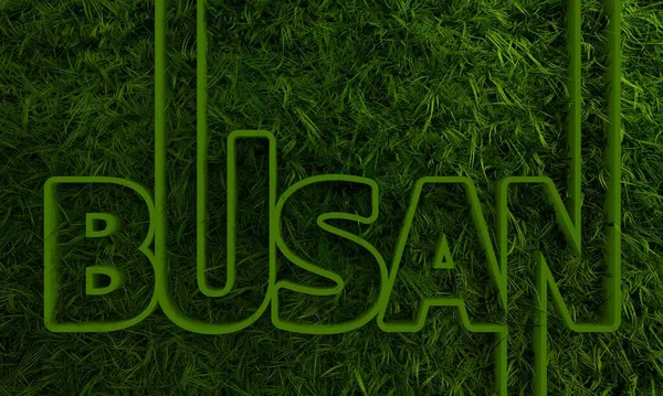 Nombre de la ciudad de Busan en diseño de estilo de geometría con hierba verde —  Fotos de Stock