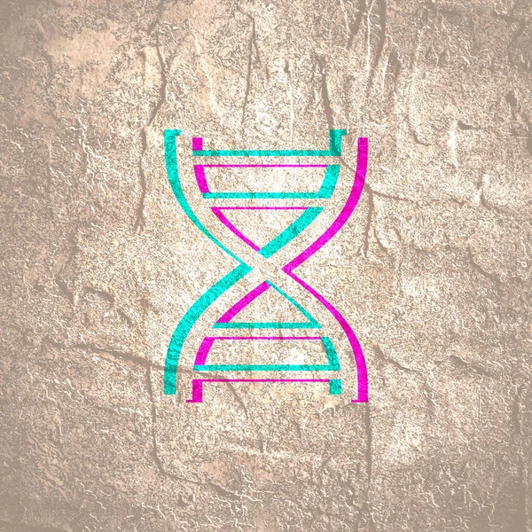 Концепція біохімії з абстрактним символом ДНК в стилі спотвореного глюка — стокове фото