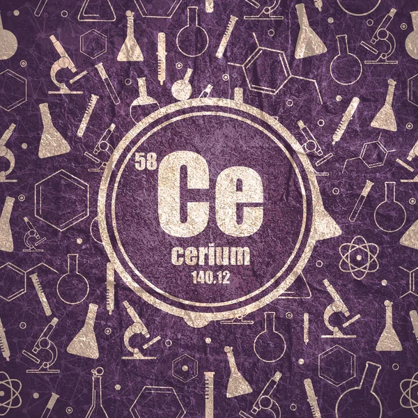 Elemento químico de cerio. Concepto de tabla periódica. — Foto de Stock