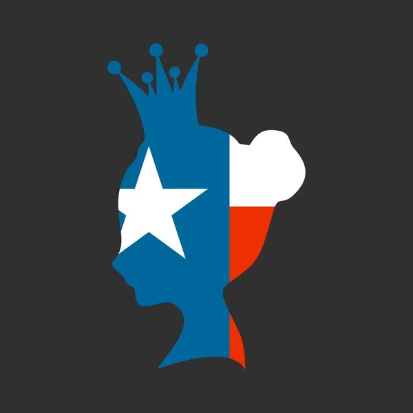 Perfil de reina medieval con bandera de Texas — Vector de stock