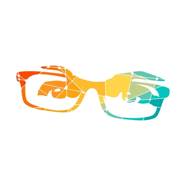 Silhouet van een vrouwelijke ogen met bril. Lijnen verbonden met stippen — Stockvector