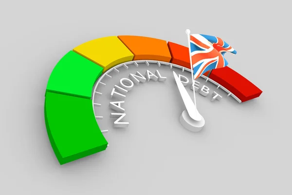 Nationale schuldsanering en vlag van het Verenigd Koninkrijk — Stockfoto