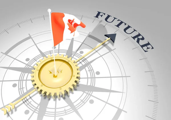 Παγκόσμια επιχειρηματική ιδέα. Κυματιστή σημαία του Καναδά — Φωτογραφία Αρχείου