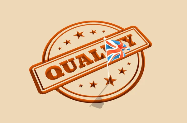 Stamp with quality text and flag of United Kingdom — Stock Photo, Image