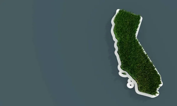 California mappa di stato con erba verde 3d — Foto Stock