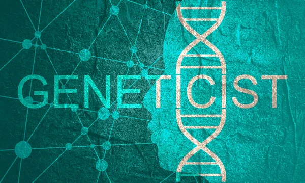 Palabra de profesión genetista con símbolo de ADN abstracto —  Fotos de Stock