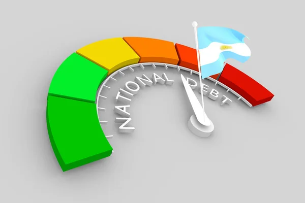 Instrument national de mesure de la dette et drapeau de l'Argentine — Photo