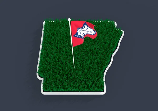 Arkansas State Map mit 3d grünem Gras — Stockfoto