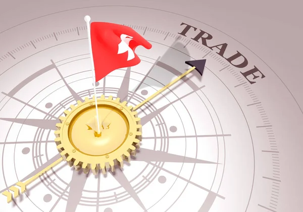 Globální obchodní koncept. Vlněná vlajka Švýcarska — Stock fotografie