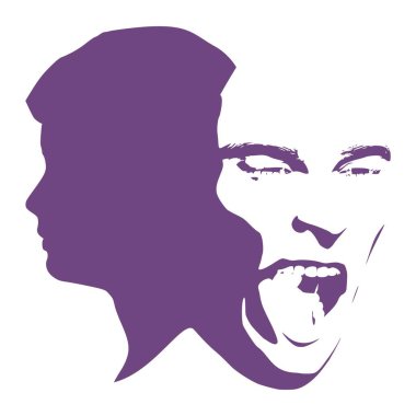 İnsan yüzü yan görünüş silueti ve alt benlik