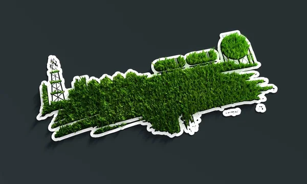 Yeşil çimenli enerji ve güç simgeleri