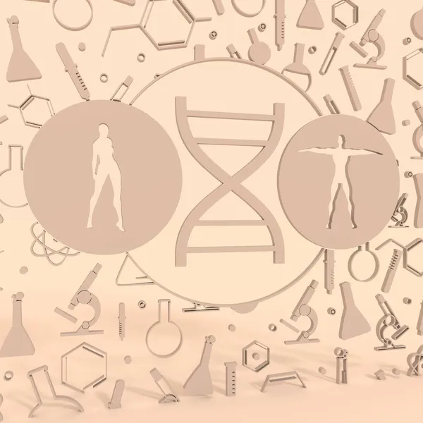 Concept van biochemie met menselijk abstract dna-symbool — Stockfoto