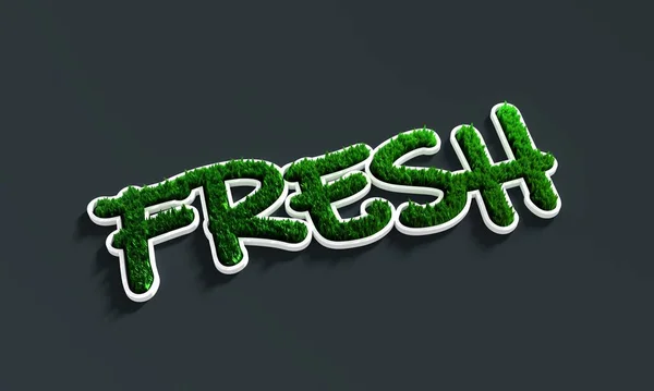 3D grünes Gras und frisches einziges Wort — Stockfoto