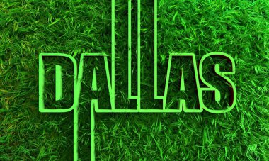 Geometri tarzında yeşil çimenli Dallas şehir adı