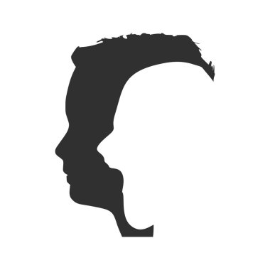 İnsan yüzü yan görünüş silueti ve alt benlik