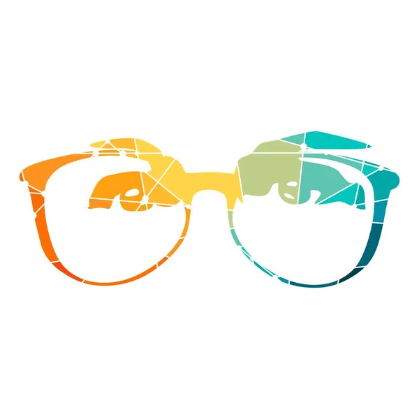 Silhouette of a female eyes with glasses. Lines connected with dots — Stock Vector