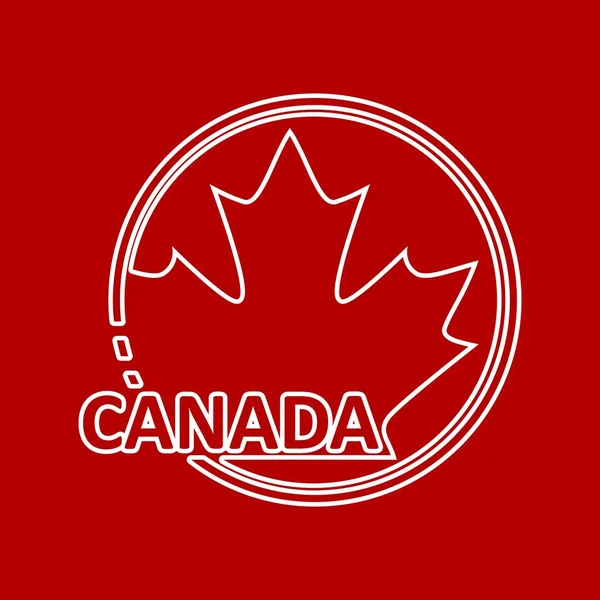 Round icon with Canada country name and maple leaf — Stock Vector