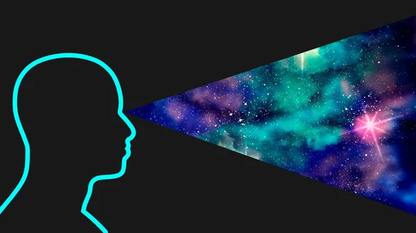 Silhouet van een man die het universum observeert — Stockfoto