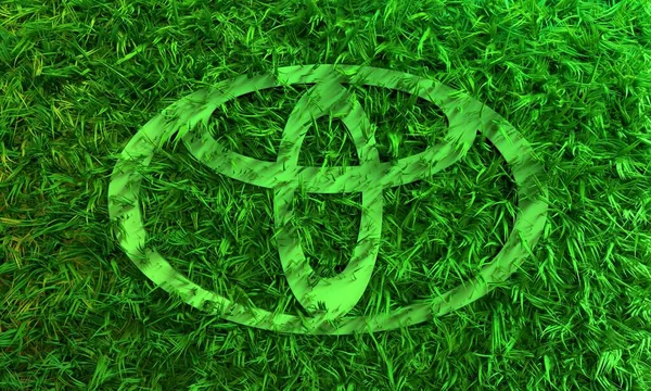 Toyota bil emblem och färska våren gräs. — Stockfoto