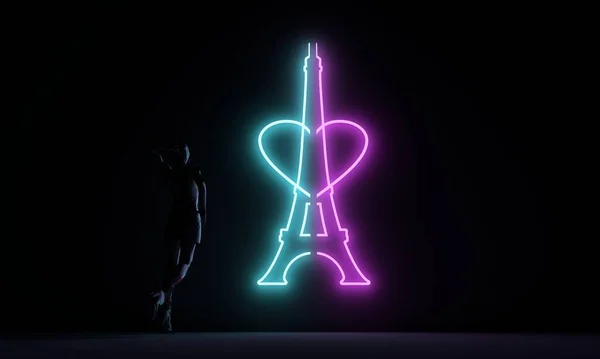 Паризький архітектурний образ і жінка з заднім світлом. — стокове фото