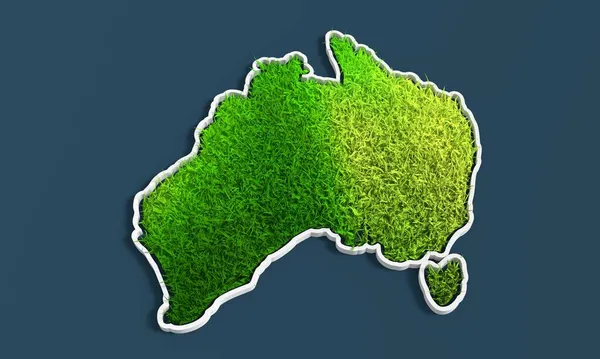 Carte de l'Australie et 3d herbe verte — Photo