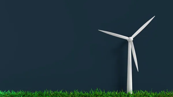 전기를 일으키는 풍력 터빈이 있는 푸른 초원 — 스톡 사진