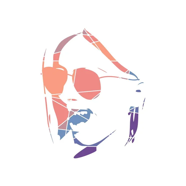 Surprise belle femme à bouche ouverte portant des lunettes de soleil — Image vectorielle
