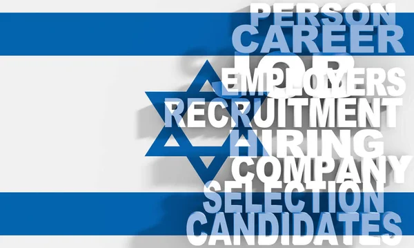 Concepto empresarial de etiquetas de empleo cloud. Bandera de Israel —  Fotos de Stock