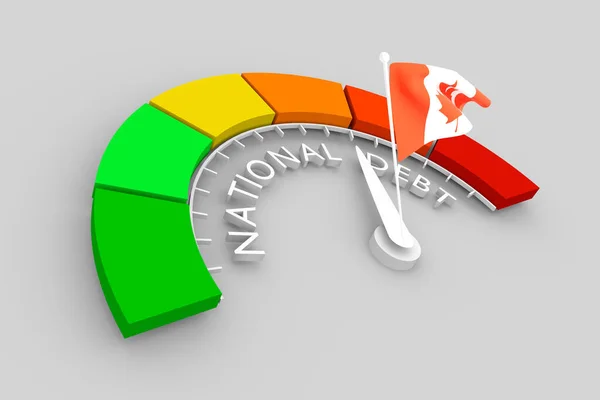 Appareil national de mesure de la dette et drapeau du Canada — Photo