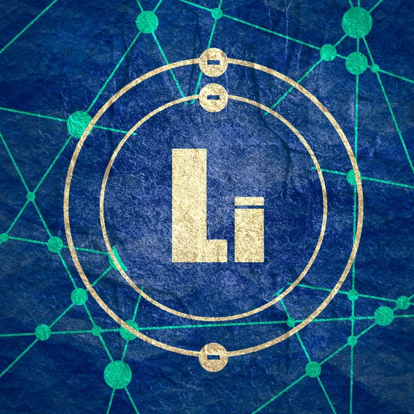 Litiumkemiskt grundämne. Tecken med atomnummer och atomvikt. — Stockfoto