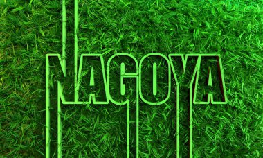 Görüntü Japonya ekolojisi ile ilişkilidir. Yaratıcı tipografi poster konsepti. 3B görüntüleme.