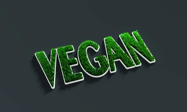 3d green grass and vegan single word — Stock Photo, Image