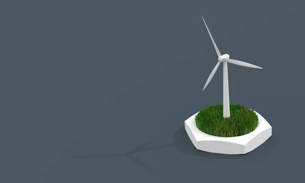 Зелений луг в горіху з вітровими турбінами, що генерують електрику — стокове фото