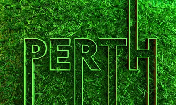 Perth város neve geometria stílusú design zöld fű — Stock Fotó