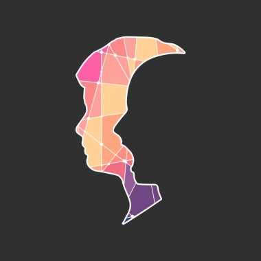 İnsan yüzü yan görünüş silueti ve alt benlik