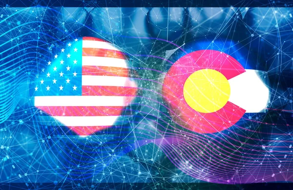 Esferas texturizadas por banderas estatales de Estados Unidos y Colorado. —  Fotos de Stock