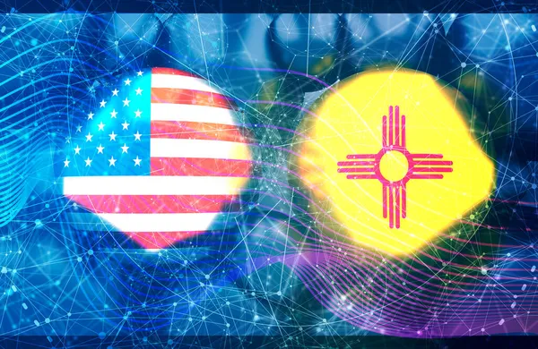 Esferas texturizadas por banderas estatales de Estados Unidos y Nuevo México. —  Fotos de Stock